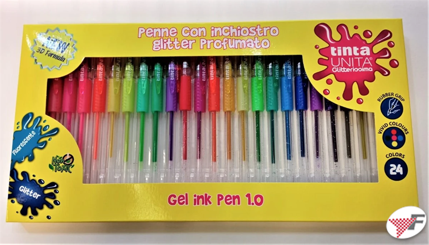 Penna gel glitterissima mm.1 box da 24 penne assortite