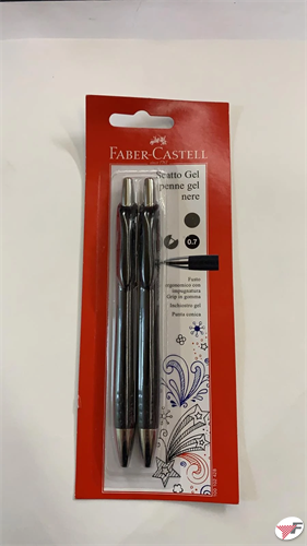 Penna scatto gel 0.7 nera blister da 2 faber castell - 8033373551468 -  Faber Castell